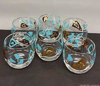 Six glasses side view showing pattern