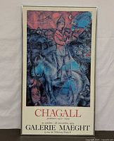Full view of framed Marc Chagall Galerie Maeght exhibition poster