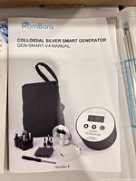 Front cover of manual showing product and accessories