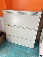 Front view of Global 3-drawer lateral filing cabinet