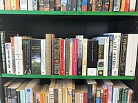 Wider view of bookcase shelves for context of lot size and count