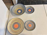 overview of all four swirl ceramic pieces