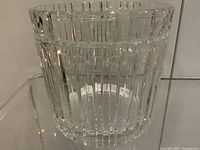 Front view of clear ribbed crystal champagne cooler