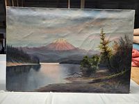 Front view of oil painting Mount Rainier landscape