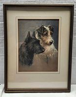 Full view of framed pastel painting within mat and frame