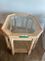 Top view displaying glass insert and wood frame