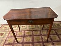 Full view of wood table front and side