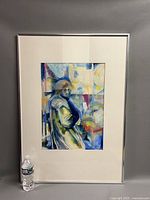 Full view of framed painting with mat and frame