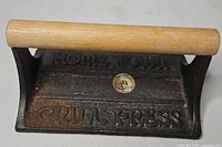 Top view showing Home Town lettering and wood handle