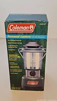 Front of retail box showing Coleman Personal Lantern details