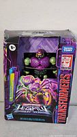 Front of sealed Transformers Legacy Tarantulas box showing figure