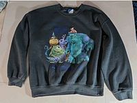 Full view of sweatshirt front showing graphic and overall condition