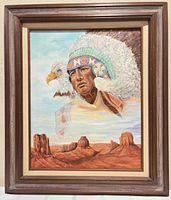 Full view of framed artwork showing image and wood frame