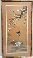 Full framed Japanese silk watercolor artwork