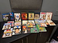 All DVDs and Blu-ray arranged on countertop