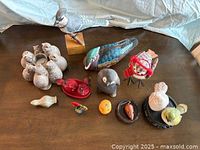 Overview of all animal themed items arranged on table