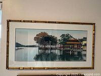 Front view of framed pagoda print