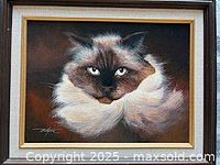 Front view of framed Himalayan cat painting