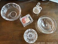 Group shot of all five glass items on tabletop