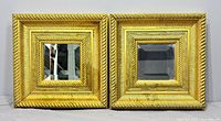 Front view of both gilt square mirrors side by side
