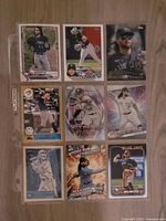 All nine Bo Bichette baseball cards displayed in a nine-pocket sleeve