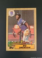 Front of Bo Jackson rookie card showing image, team logo, Future Stars text