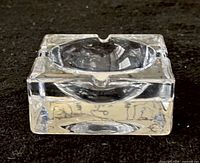 front view of square clear glass ashtray