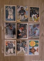 Nine Vladimir Guerrero Jr. baseball cards displayed in a 9-pocket sheet