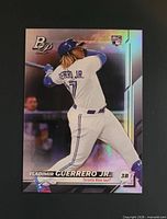 Front view of Vladimir Guerrero Jr. 2019 Bowman Platinum rookie card