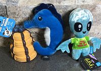 All three dog toys front view with tags visible