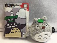 Wallet front in package and Totoro plush front view