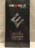 Front of sealed Neenca knee brace retail box with viewing window
