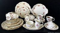 Group shot of entire 39-piece Tranquility china set
