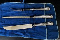 Entire 3-piece set on blue pouch