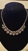 Front view of Sherman clear rhinestone necklace on bust