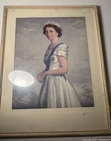 Overall view of framed Queen Elizabeth II print