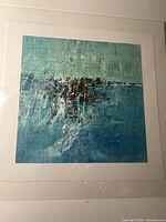 Full view of unframed abstract painting on board