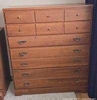 Front view of Kroehler walnut highboy dresser