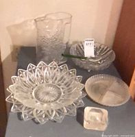 All glass pieces grouped on surface
