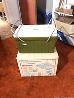 Coleman cooler placed on Koolatron cooler box