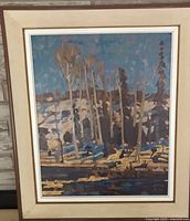 Framed landscape painting front view