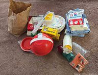 Group shot of all items spread on carpet