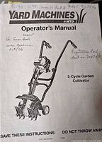 Front cover of Yard Machines operator’s manual