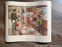 Full view of poster showing illustration in kitchen scene
