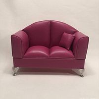 Closed hot pink couch jewelry box, front view