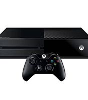 Front view of Xbox One console with wireless controller