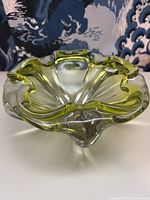 Green-and-clear sommerso art glass bowl front view
