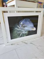 Front view of framed dolphin print showing full artwork and frame
