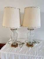 Pair of lamps with shades, full view