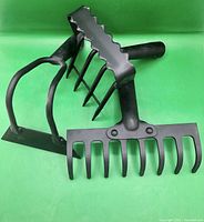 Group view of all three steel garden tool heads stacked together